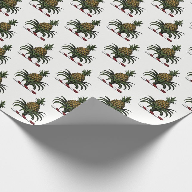 Preppy Heraldic Pineapple Crest Colour RWT Wrapping Paper (Corner)