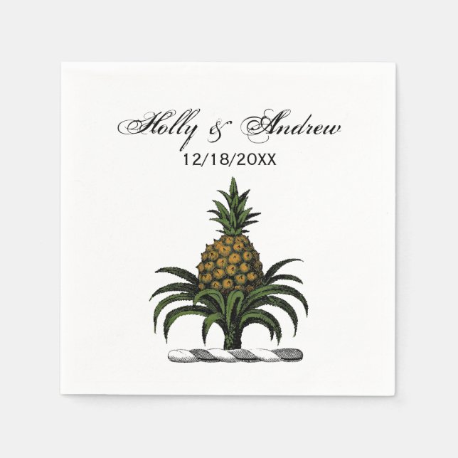 Preppy Heraldic Pineapple Crest Colour WT Napkin (Front)