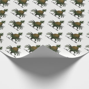 Preppy Heraldic Pineapple Crest Colour WT Wrapping Paper
