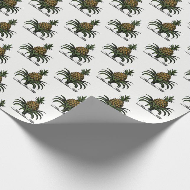 Preppy Heraldic Pineapple Crest Colour WT Wrapping Paper (Corner)