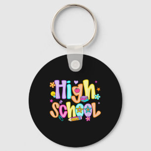 Preppy Highschool Happy First Day Of School Teache Key Ring