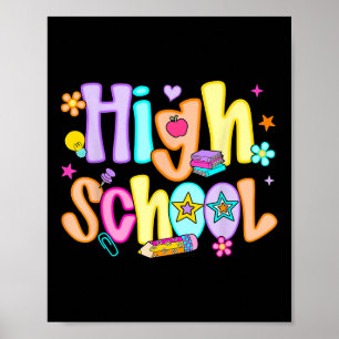 Preppy Highschool Happy First Day Of School Teache Poster