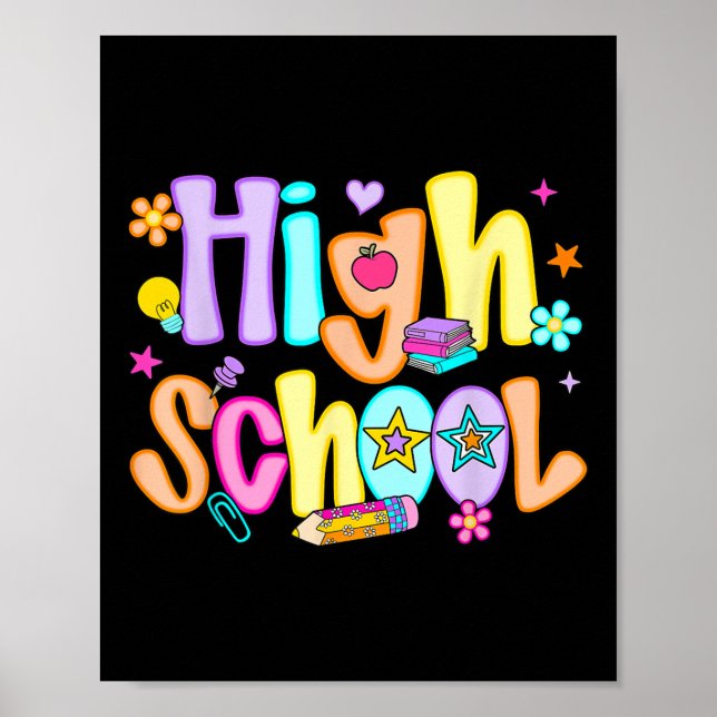 Preppy Highschool Happy First Day Of School Teache Poster (Front)