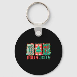 Preppy Holly Xmas Jolly Vibes Bow Christmas Girl W Key Ring