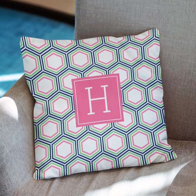 Preppy Honeycomb Pattern Monogram Cushion (Creator Uploaded)