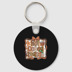 Preppy Hot Cocoa Season Cookie Gingerbread Bow Xma Key Ring