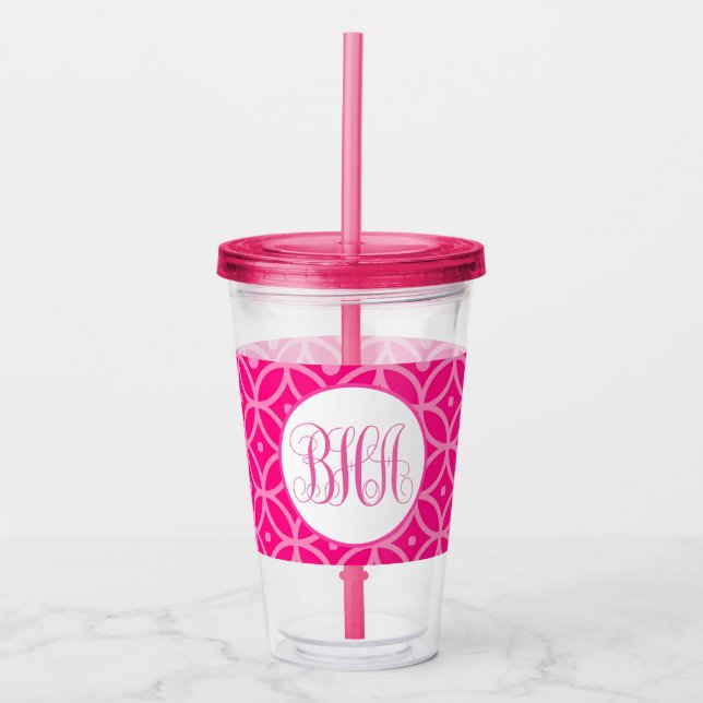 Preppy Hot Pink Acrylic Tumbler (Front)