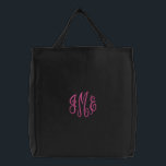 Preppy Hot Pink Script Monogram Embroidered Bag<br><div class="desc">Create your own embroidered tote bag! Personalise with your custom monogram initials or name for a unique personalised gift. Perfect for maid of honour and bridesmaid gift. Click Customise It to change text fonts and colours to create your own one of a kind design. Easy to customise embroidered bags have...</div>