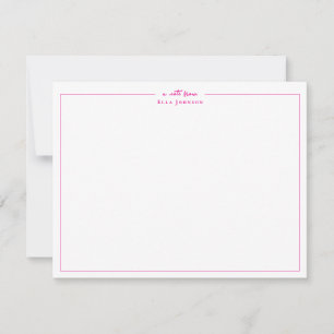 Preppy Hot pink & White a note from  Thank You Card