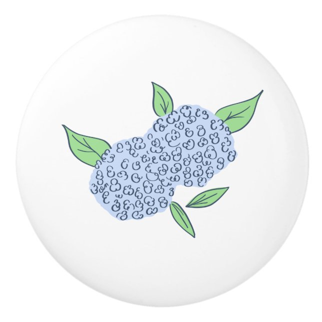 Preppy Hydrangea Coastal New England Ceramic Knob (Front)