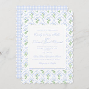 Preppy Hydrangea Watercolor Trellis Wedding Invitation
