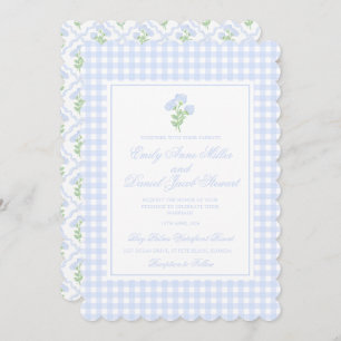 Preppy Hydrangea Watercolor Trellis Wedding Invitation