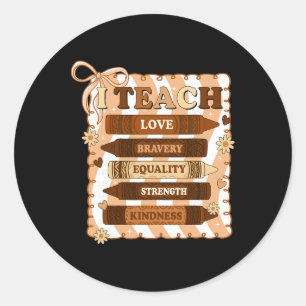 Preppy I Teach Black History Melanin Crayons Black Classic Round Sticker