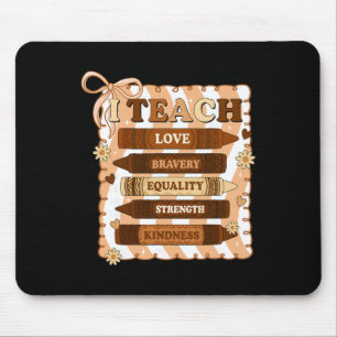 Preppy I Teach Black History Melanin Crayons Black Mouse Pad