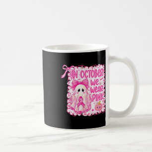 Preppy In October We Wear Pink Ghost Breast Cancer Coffee Mug