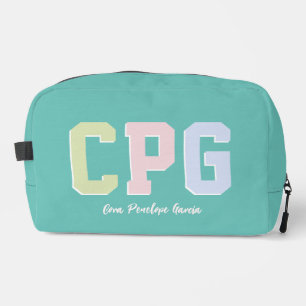 Preppy initials cute trendy personalised teal dopp kit