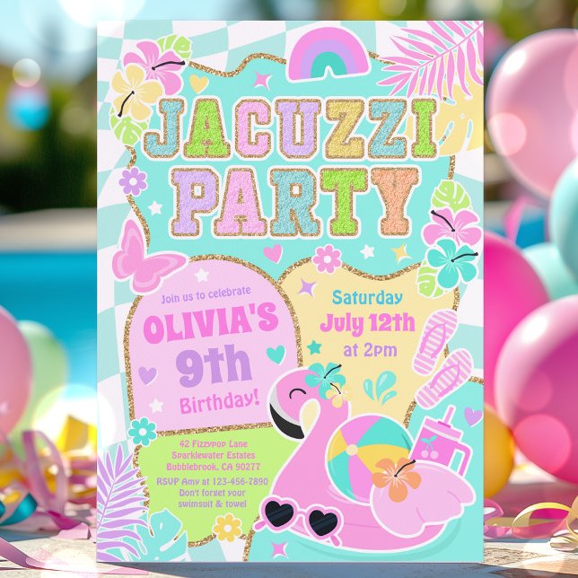 Preppy Jacuzzi Birthday Party Hot Tub Birthday Invitation (Creator Uploaded)