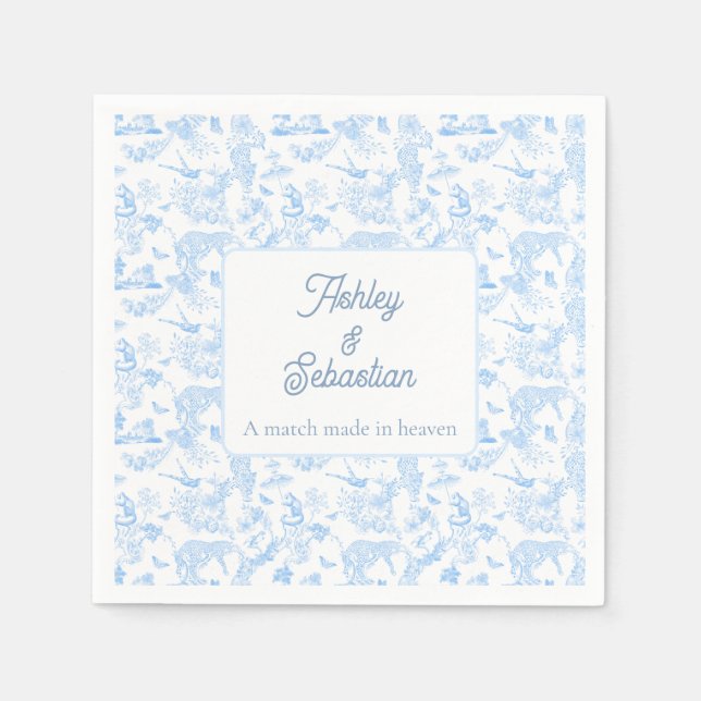 Preppy Jungle Chinoiserie Toile Napkin (Front)