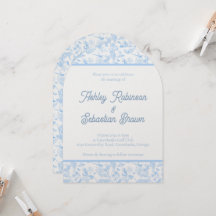 Preppy Jungle Chinoiserie Toile Wedding Invitation