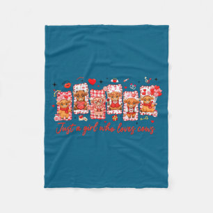 Preppy Just A Girl Who Loves Cows Valentines Day A Fleece Blanket