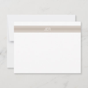Preppy Khaki Personalised Monogram Name Initials Card