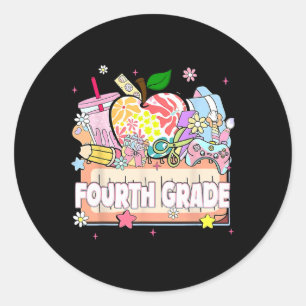 Preppy Kids Fourth Grade Grad 2025 Preschool 4th G Classic Round Sticker