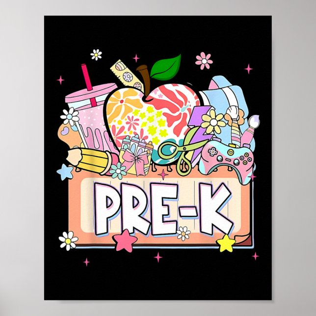 Preppy Kids Pre-k Grad 2025 Preschool Prek Graduat Poster (Front)