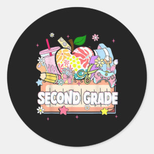 Preppy Kids Second Grade 2025 Preschool 2nd Grade  Classic Round Sticker