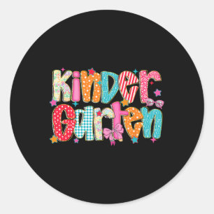 Preppy Kinder Garten Ck To School Teachers Retro Classic Round Sticker