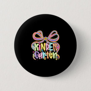 Preppy kindergarten back to school coquette bow 6 cm round badge