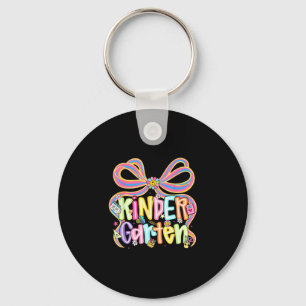 Preppy kindergarten back to school coquette bow key ring