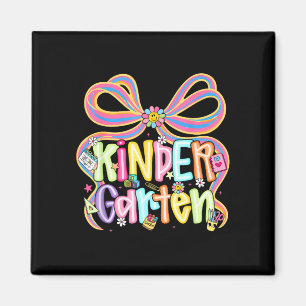 Preppy kindergarten back to school coquette bow magnet