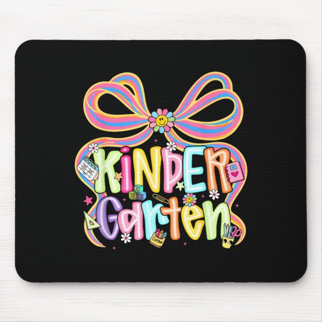 Preppy kindergarten back to school coquette bow mouse pad (Front)