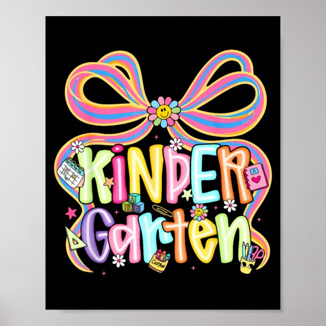 Preppy kindergarten back to school coquette bow poster (Front)