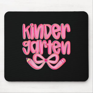 Preppy Kindergarten Back To School Coquette Bow Te Mouse Pad