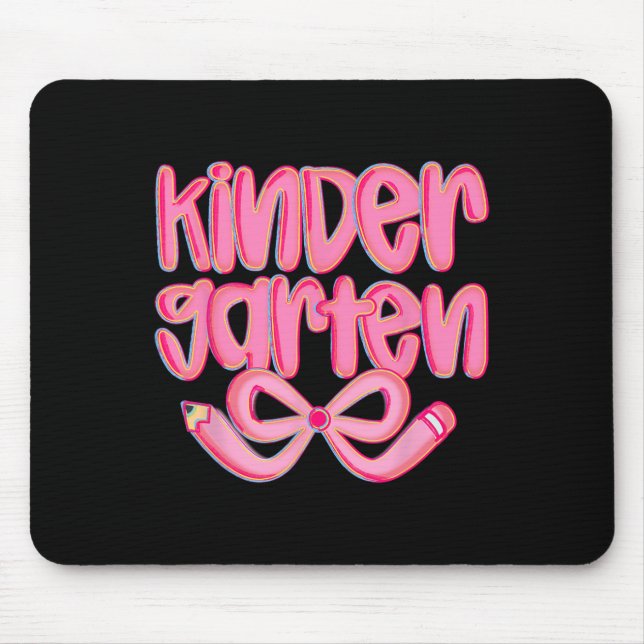 Preppy Kindergarten Back To School Coquette Bow Te Mouse Pad (Front)