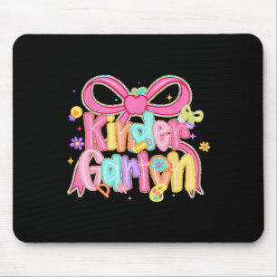 Preppy Kindergarten Back To School Coquette Bow Te Mouse Pad