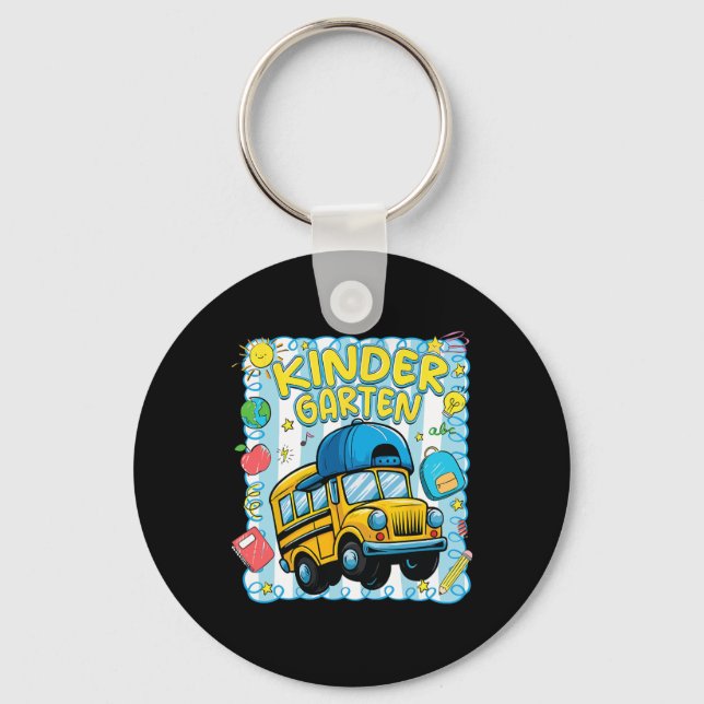 Preppy Kindergarten Back To School Funny School Bu Key Ring (Front)