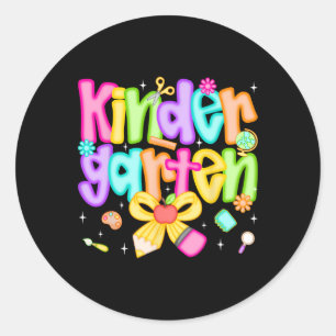 Preppy Kindergarten Back To School Teacher Kinder Classic Round Sticker