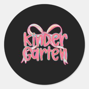 Preppy Kindergarten Coquette Bow Back To School Te Classic Round Sticker