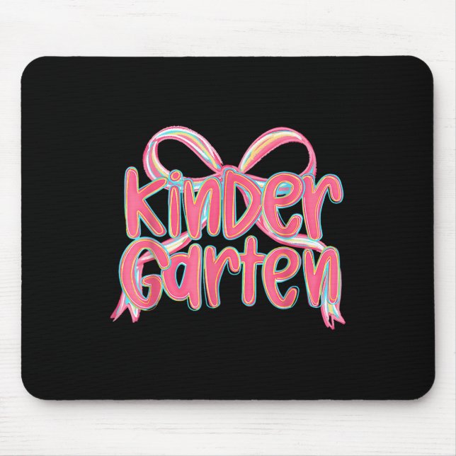 Preppy Kindergarten Coquette Bow Back To School Te Mouse Pad (Front)