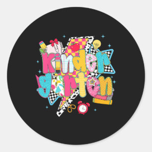 Preppy Kindergarten Dream Team Back To School Teac Classic Round Sticker