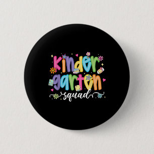 Preppy Kindergarten Squad Team Crew Teacher Back T 6 Cm Round Badge