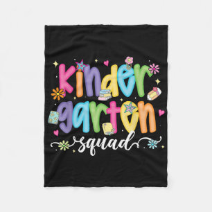 Preppy Kindergarten Squad Team Crew Teacher Back T Fleece Blanket