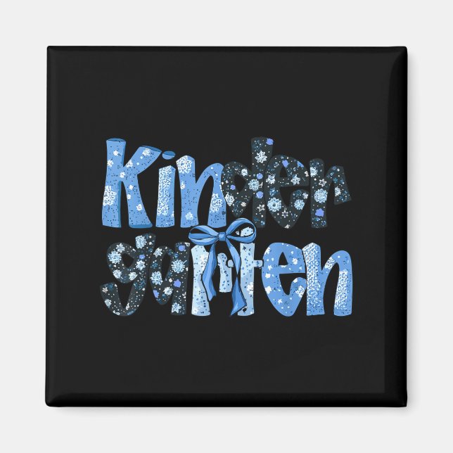 Preppy Kindergarten Teacher Team Bow Back to Magnet (Front)