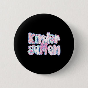 Preppy Kindergarten Teacher Team Bow Back To Schoo 6 Cm Round Badge