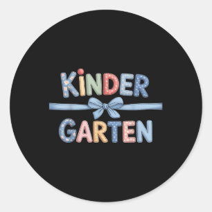 Preppy Kindergarten Teacher Team Bow Back To Schoo Classic Round Sticker