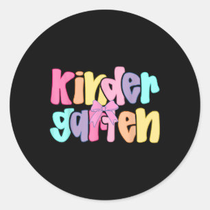 Preppy Kindergarten Teacher Team Bow Back To Schoo Classic Round Sticker
