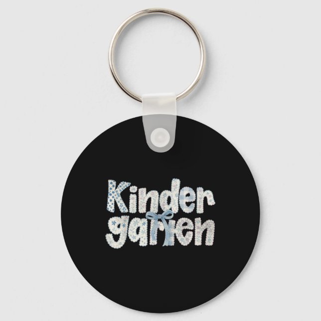 Preppy Kindergarten Teacher Team Bow Back To Schoo Key Ring (Front)