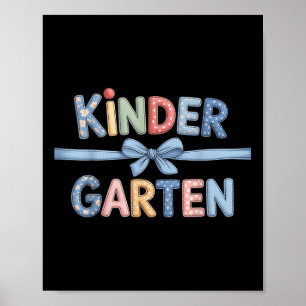 Preppy Kindergarten Teacher Team Bow Back To Schoo Poster